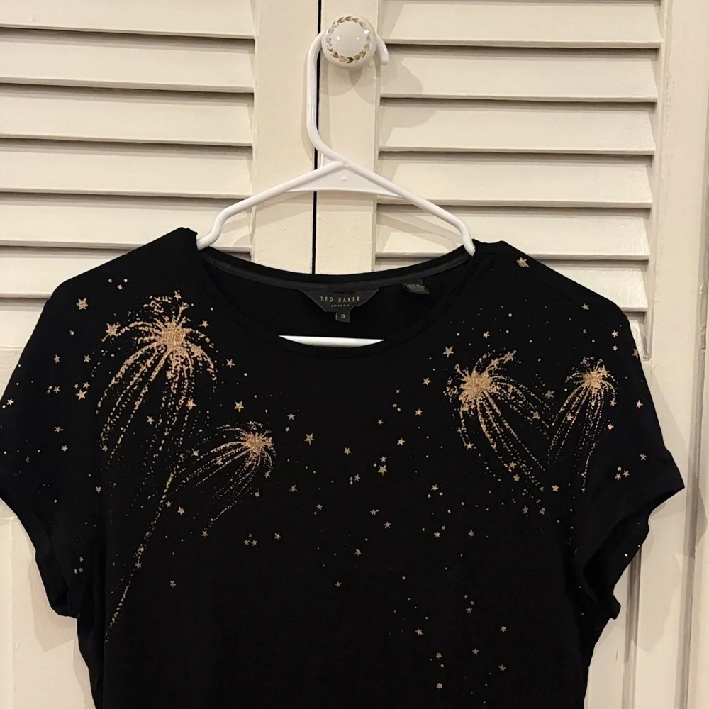 Ted Baker Black Top with Gold Accents - Picture 3 of 10